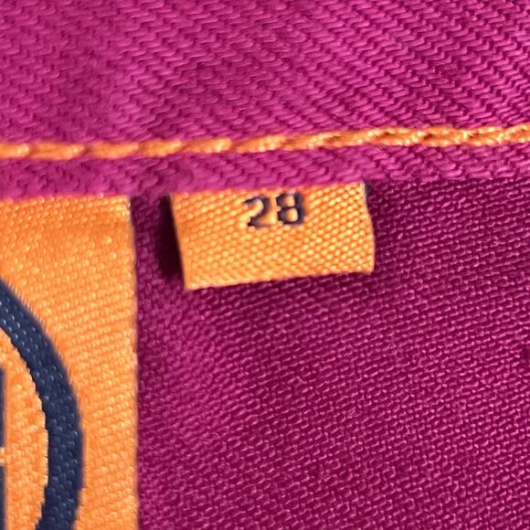 Tory Burch Alexa Cropped Skinny women’s fushia golden buttons jeans pants - Picture 11 of 14